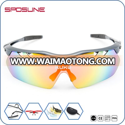 Polarized Sports Sunglasses With 5 Interchangeable Lenes for Men Women Cycling Running Driving Fishing Golf Baseball Glasses TR9