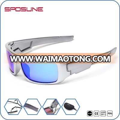 Grey big and wide frame mirror single color sport sunglasses mens