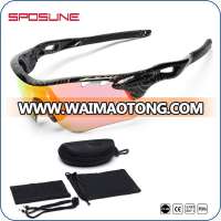 Anti-glare interchangeable lens outdoor sports cycling sun glasses with carring case